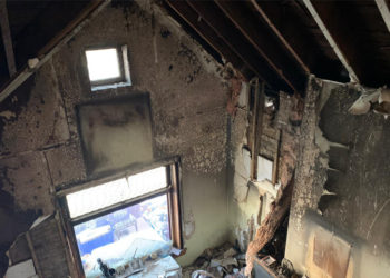 walls and ceiling of a house after a fire