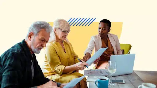 A family going through documents