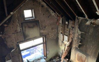 walls and ceiling of a house after a fire